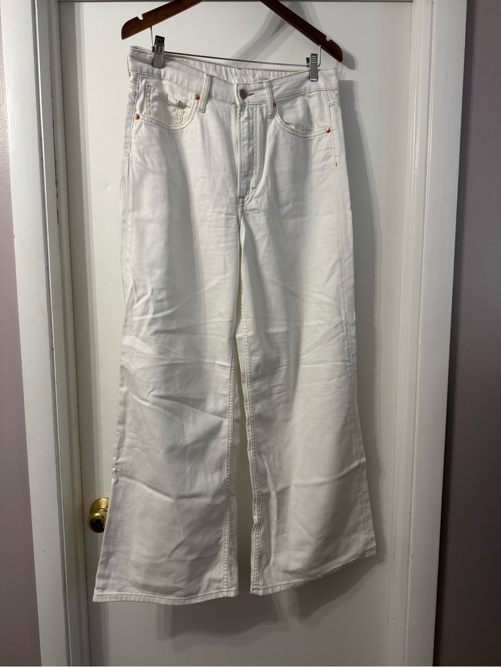 H&M Off White Wide-Leg Women's Jeans